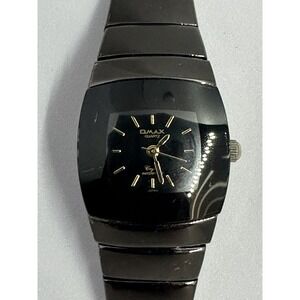 Omax HB794 Black Face Waterproof Stainless Steel Womens Watch New BATTERY 22MM Z